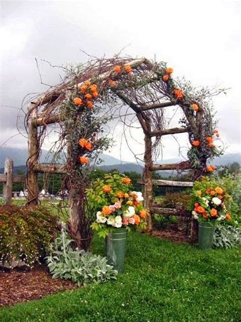 Rustic Arbor Covered With Roses Country Garden Weddings Wedding