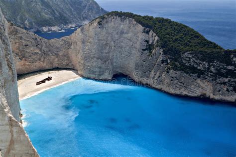Navagio Beach At Zakynthos Island In Greece Stock Image