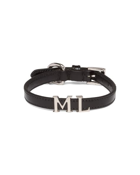 Black Customizable brushed leather pet collar | Prada