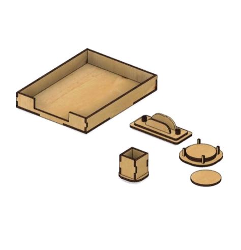 Functional design, but still needs a code cleanup and improvements for stress relief when using acrylic. Laser Cut Desk Accessories Set Document Tray Pencil Holder ...