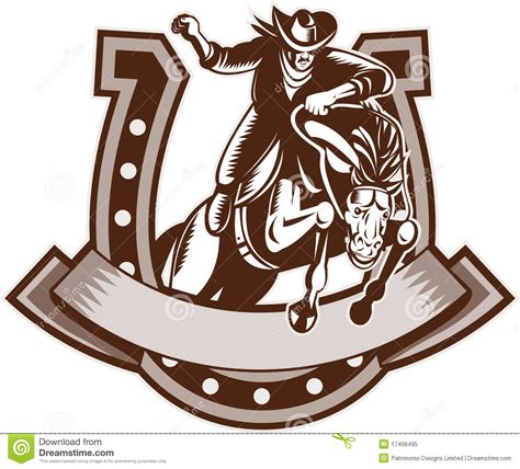 Rodeo Cowboy Horse Horseshoe Stock Illustration Illustration Of