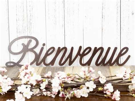 Bienvenue French Welcome Metal Wall Art, Outdoor Welcome Sign ...