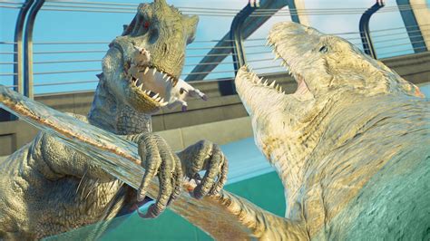 Indominus Rex Vs Mosasaurus In The Lagoon Jurassic World Evolution 2