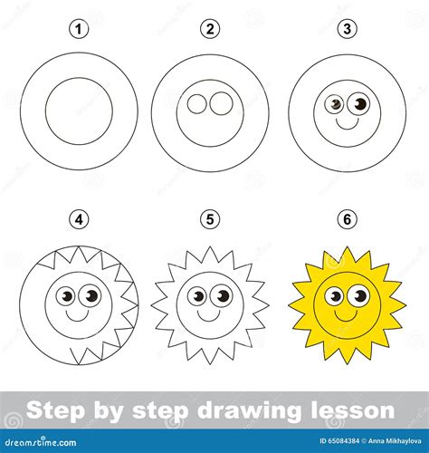 Drawing Tutorial How To Draw A Sun Stock Vector Illustration Of