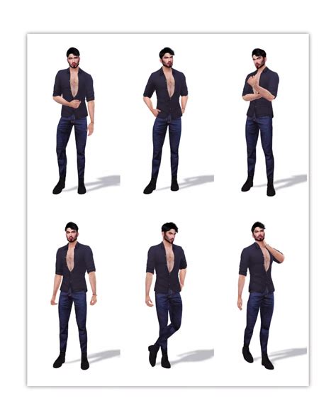 Male Modeling Poses Set 1 6 Poses Total The Sims 4 Pose In Game Cas
