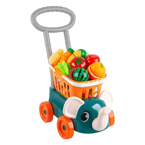 Grocery Cart For Kids With Cutting Food Fruits Vegetables Play