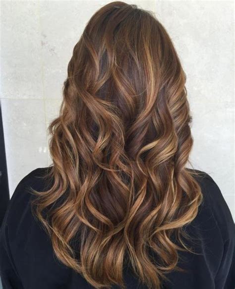 Layered dark brown hair with blonde highlights. 60 Looks with Caramel Highlights on Brown and Dark Brown Hair