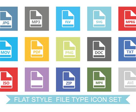 Flat Style File Type Icon Set Vector Art & Graphics | freevector.com