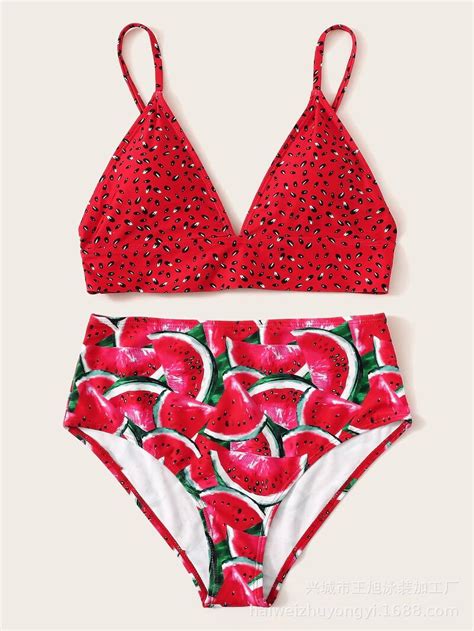 2009 Swimwear New Little Watermelon Printed Bikini European And