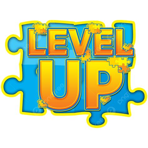 Level Up Clipart Transparent Background Level Up Puzzle Style Blue