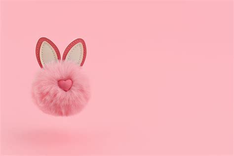 Pink Fluffy Bunny Rabbit On A Pink Background Creative Flying Rabbit