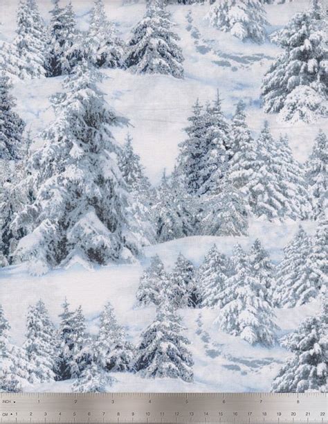 Elizabeths Studio Fabric Landscape Medley Snowy Trees Etsy Canada