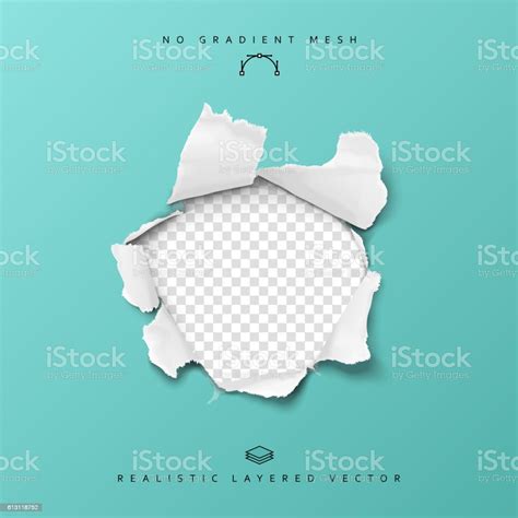 Torn Paper Realistic Hole In The Sheet Of Papers Stock Illustration