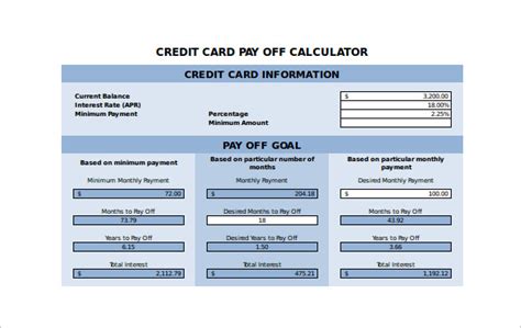 Free 9 Sample Credit Card Payment Calculator Templates In Excel
