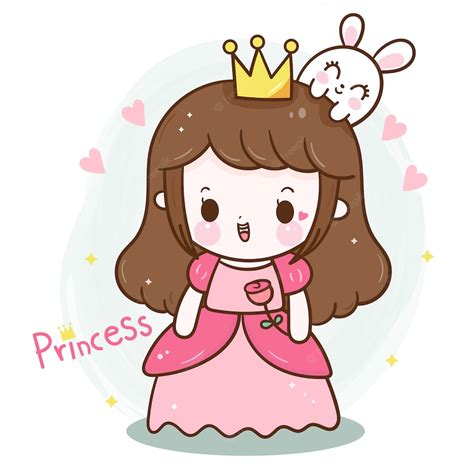 Premium Vector Cute Princess Cartoon And Bunny Animal
