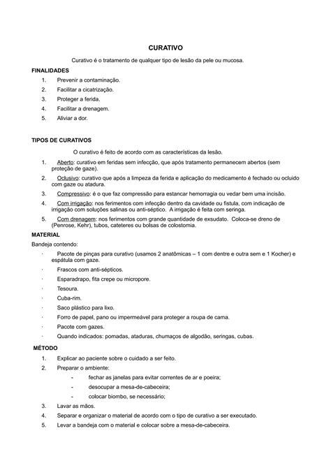 Tipos De Curativos Pdf