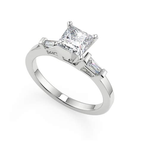 Ct Princess Cut Baguette Accents Diamond Engagement Ring Set VS H K EBay