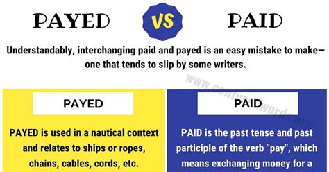 Payed Vs Paid Useful Difference Between Paid Vs Payed Confused Words