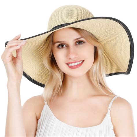 Lanzom Women Lady Wide Brim Straw Hat Big Floppy Foldable Roll Up Large