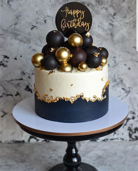 Black White And Gold Cake For Him