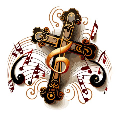 Cross With Music Notes Vector Sticker Clipart Music Notes With An Gold