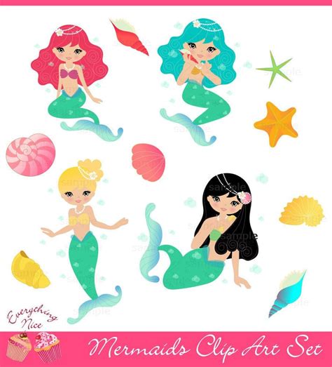 Mermaids Clip Art Set Etsy Clip Art Library Mermaid Clipart Clip Art