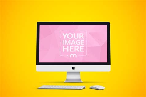 Download iMac on Yellow Background Mockup Generator - Mediamodifier