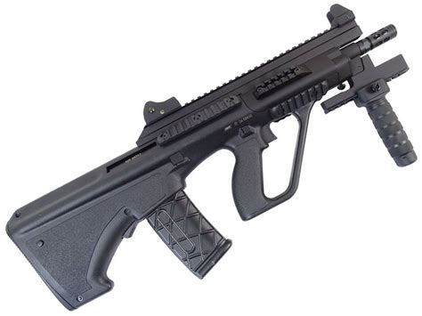 It does this by placing the action behind the trigger group. Buy Steyr AUG A3 XS Commando Black AEG Airsoft Rifle ...