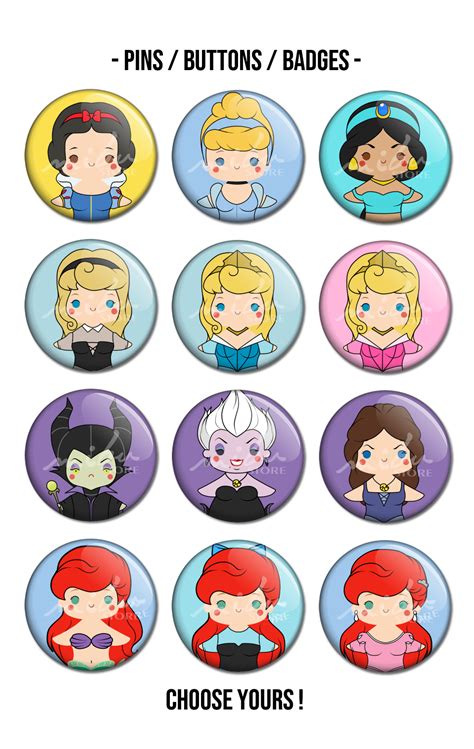 Mibustore Disney Pins Buttons Badges