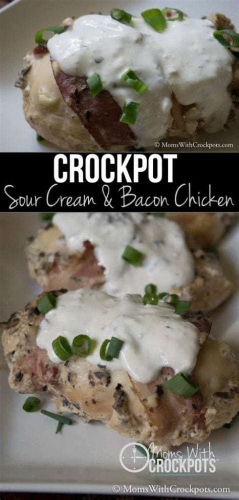 Maybe you would like to learn more about one of these? Sour Cream and Bacon Crockpot Chicken - Moms with Crockpots