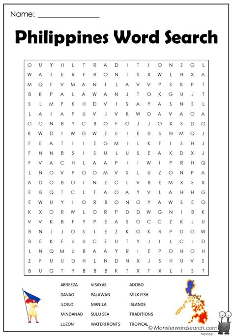 Philippines Word Search Monster Word Search