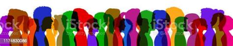 Group Young People Profile Silhouette Faces Boys And Girls Set Vector