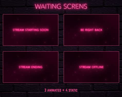 Pink Neon Twitch Overlay Package Minimal Pink Neon Twitch Etsy
