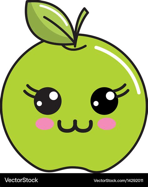 Kawaii Cute Happy Apple Fruit Royalty Free Vector Image