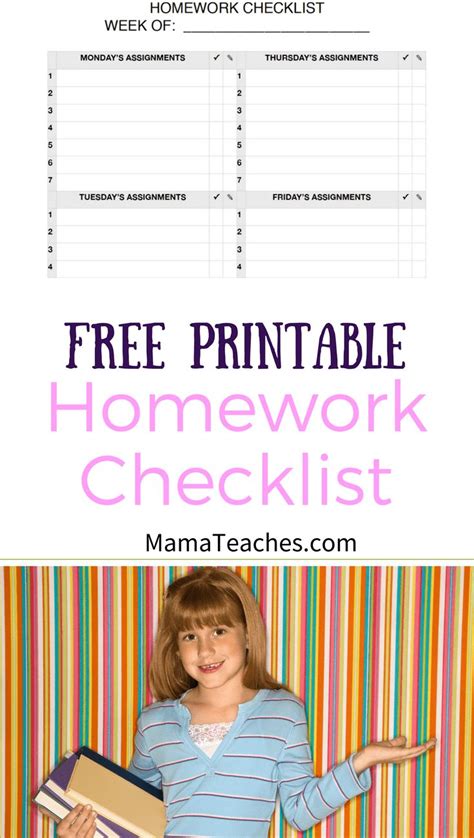 Free Homework Checklist Printable Homework Checklist Printable