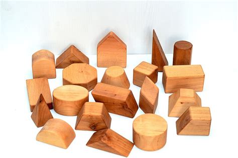 20 Wooden Geometric Shapes Blocks Toddler Wood Toys Natural Etsy
