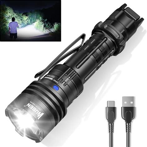 Wuben T1 Rechargeable Tactical Flashlight 2000 Lumens Super Bright Led