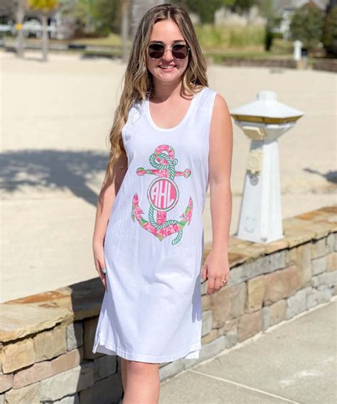 Monogrammed Lilly Anchor Racerback Swimsuit Cover Up