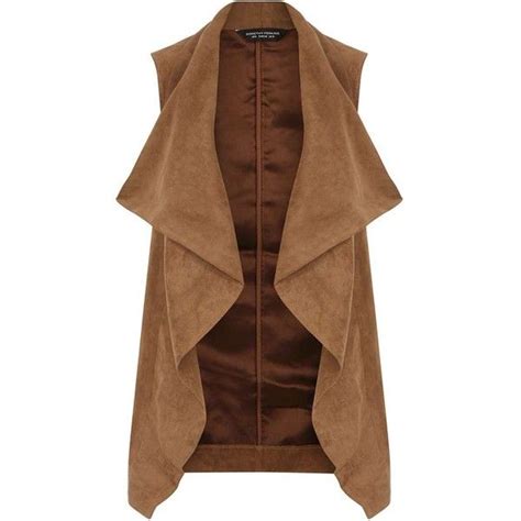 Dorothy Perkins Tan Suedette Waterfall Gilet 27 Liked On Polyvore