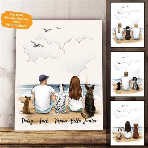 Custom Canvas Print T For Dog Lovers Sitting On The Beach Unifury