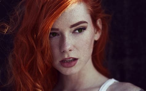 Freckles Long Hair Women Redhead Model Face Couple Profile