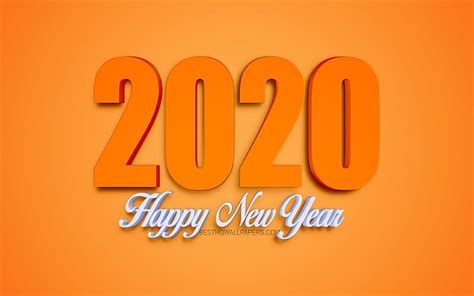 Happy New Year 2020 Blue 2020 Background Yellow 3d Letters 2020 3d