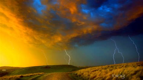 Lightning Storm Rain Clouds Sky Nature Thunderstorm Wallpaper