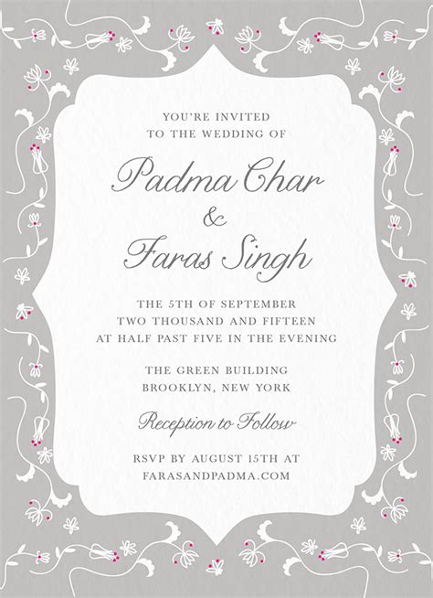 Grey Pattern Invitation Invitations Custom Wedding Invitations Grey