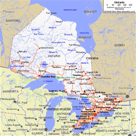 Water as percent of area Eastern Ontario Road Map - Oppidan Library