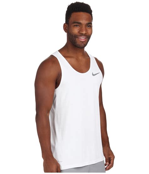 Nike Dri Fit Touch Tank In White For Men Whitepure Platinumheather