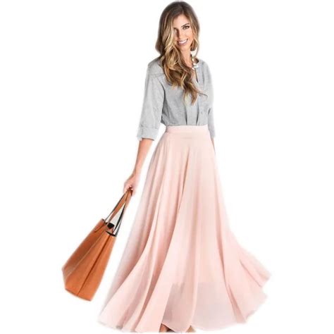Custom Made Pink Skirts Women Zipper Waist A Line Floor Length Maxi Skirt Long Skirt In Skirts