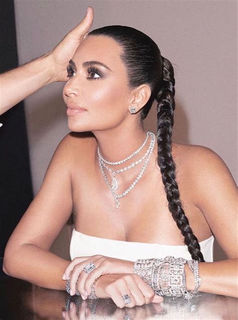 Kim Kardashian Ponytail Braid Hair Style Kim Kardashian Hair Kardashian Braids Kim