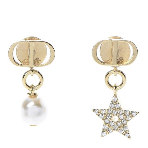 Christian Dior Crystal Pearl Star Earrings Gold 667425 Fashionphile