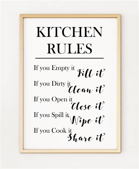 kitchen rules print kitchen rules decor kitchen print printable kitchen rules kitchen wall art